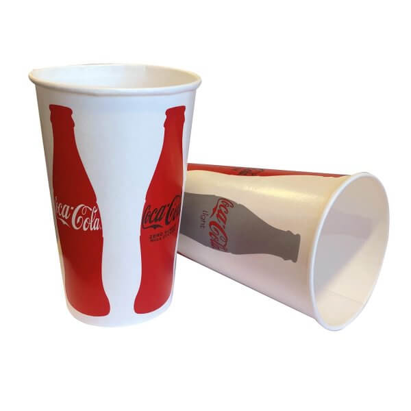 Coca Cola sodavands papkrus - hvid og rød grafik - 40 cl - to kopper