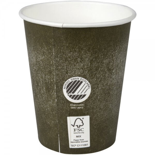 Kaffebæger - grå grafik - Svanemærket og FSC mærket- 24 cl - set fra bagsiden