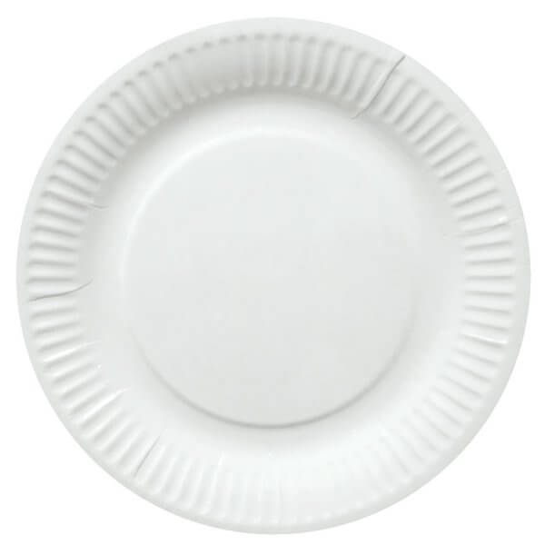 Paptallerken - rund Ø 15 cm - bionedbrydelig - hvid