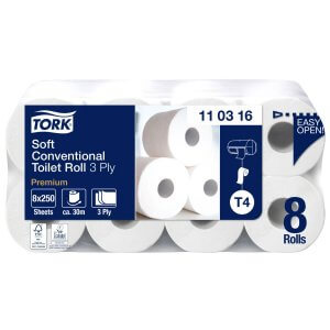 Toiletpapir - Tork Premium T4 - Ekstra soft - 3-lags