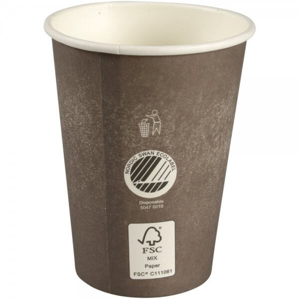 Kaffebæger - grå grafik - Svanemærket og FSC mærket - 36 cl - bagside
