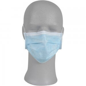 Ansigtsmaske med øreelastik - Type IIR - CE - blå - set forfra