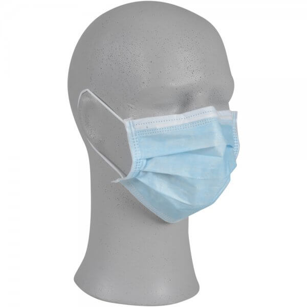 Ansigtsmaske med øreelastik - Type IIR - CE - blå - set fra højre side