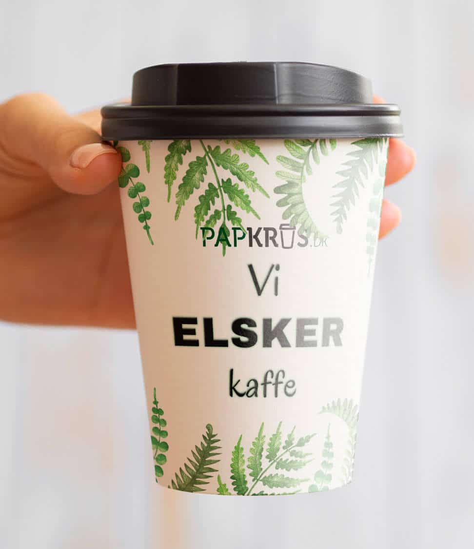 Single Wall papkrus med tryk - Vi elsker kaffe