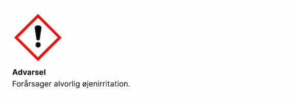Advarsel. Forårsager alvorlig øjenirritation.