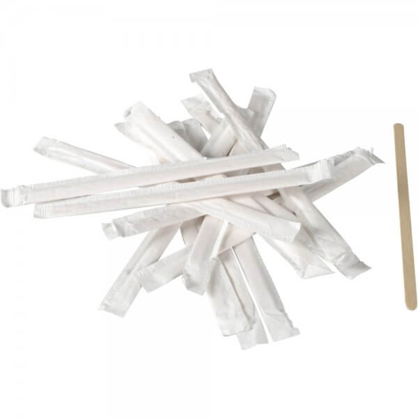 Rørepind - natur - birketræ - 14 cm - enkeltindpakket