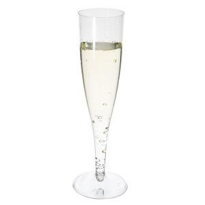 Champagneglas på 10 cl med fod - vist med champagne i glasset