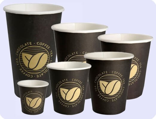 Flot serie af papkrus med kaffebønner
